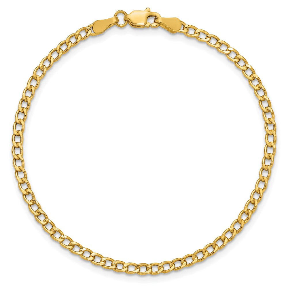 14K Yellow Gold 9 inch 2.85mm Semi-Solid Curb with Lobster Clasp Anklet