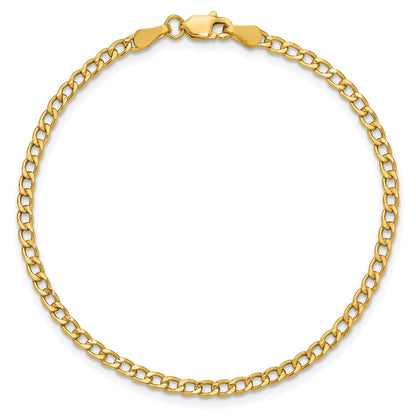 14K Yellow Gold 9 inch 2.85mm Semi-Solid Curb with Lobster Clasp Anklet