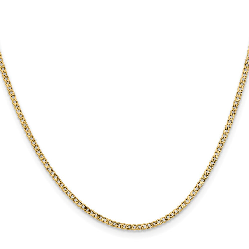 14K Yellow Gold 20 inch 1.85mm Semi-Solid Curb with Lobster Clasp Chain Necklace