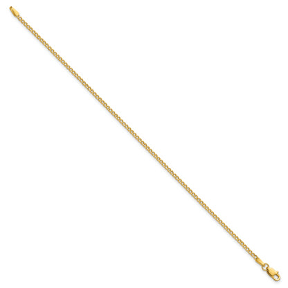 14K Yellow Gold 1.85mm Semi-Solid Curb Chain Bracelet