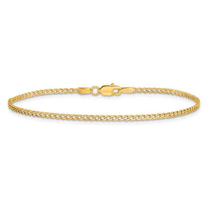 14K Yellow Gold 10 inch 1.85mm Semi-Solid Curb with Lobster Clasp Anklet