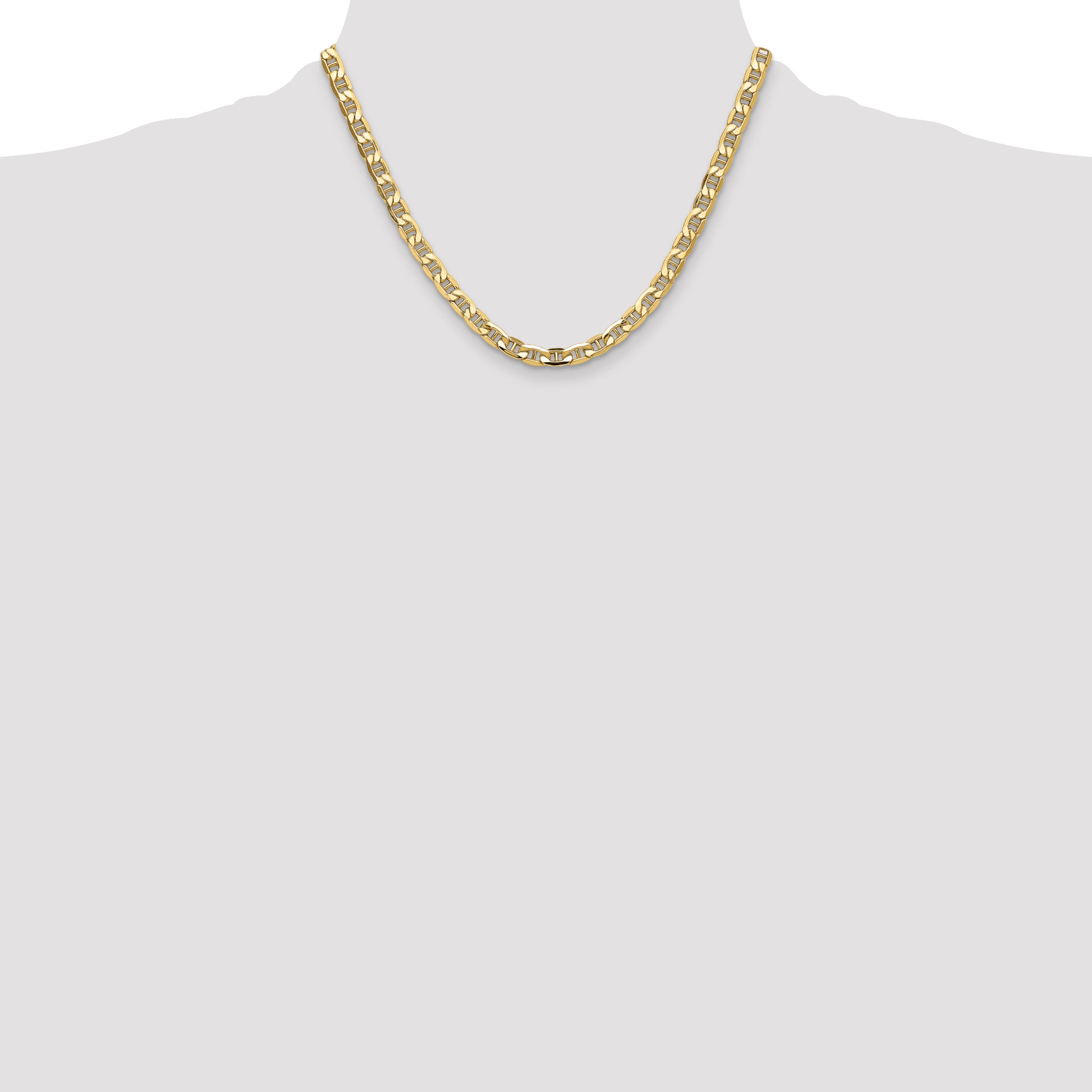 14K Yellow Gold 6.25mm Semi-Solid Anchor Chain Necklace