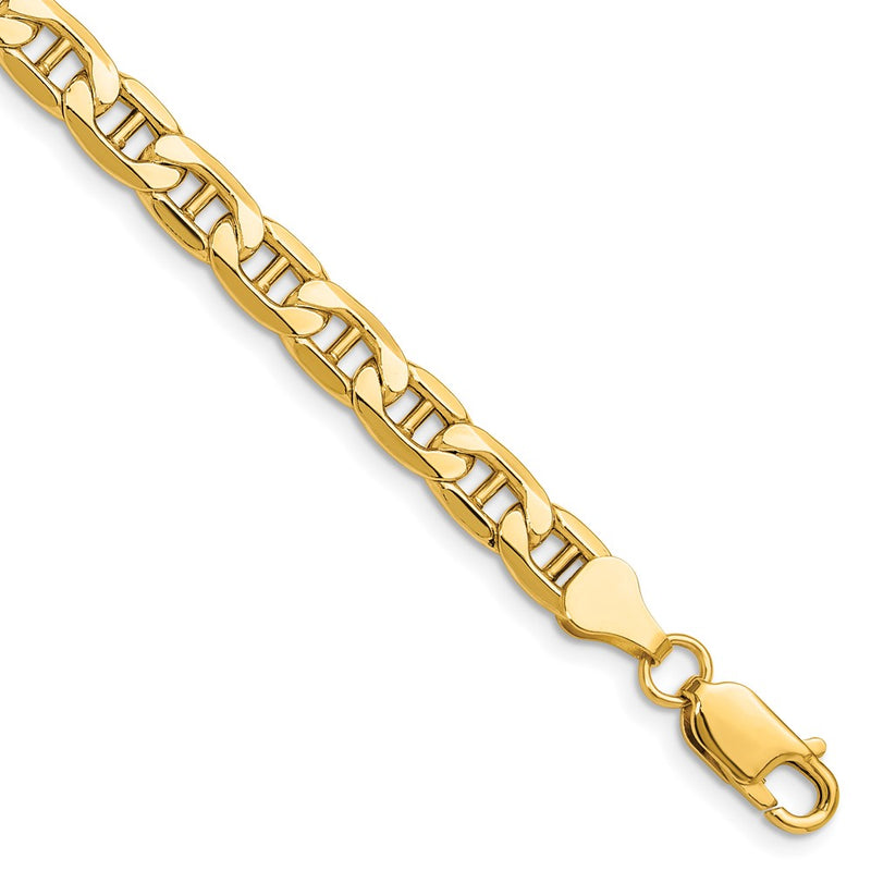 9 Inch 14K Yellow Gold 6.25mm Semi-Solid Anchor Chain Bracelet