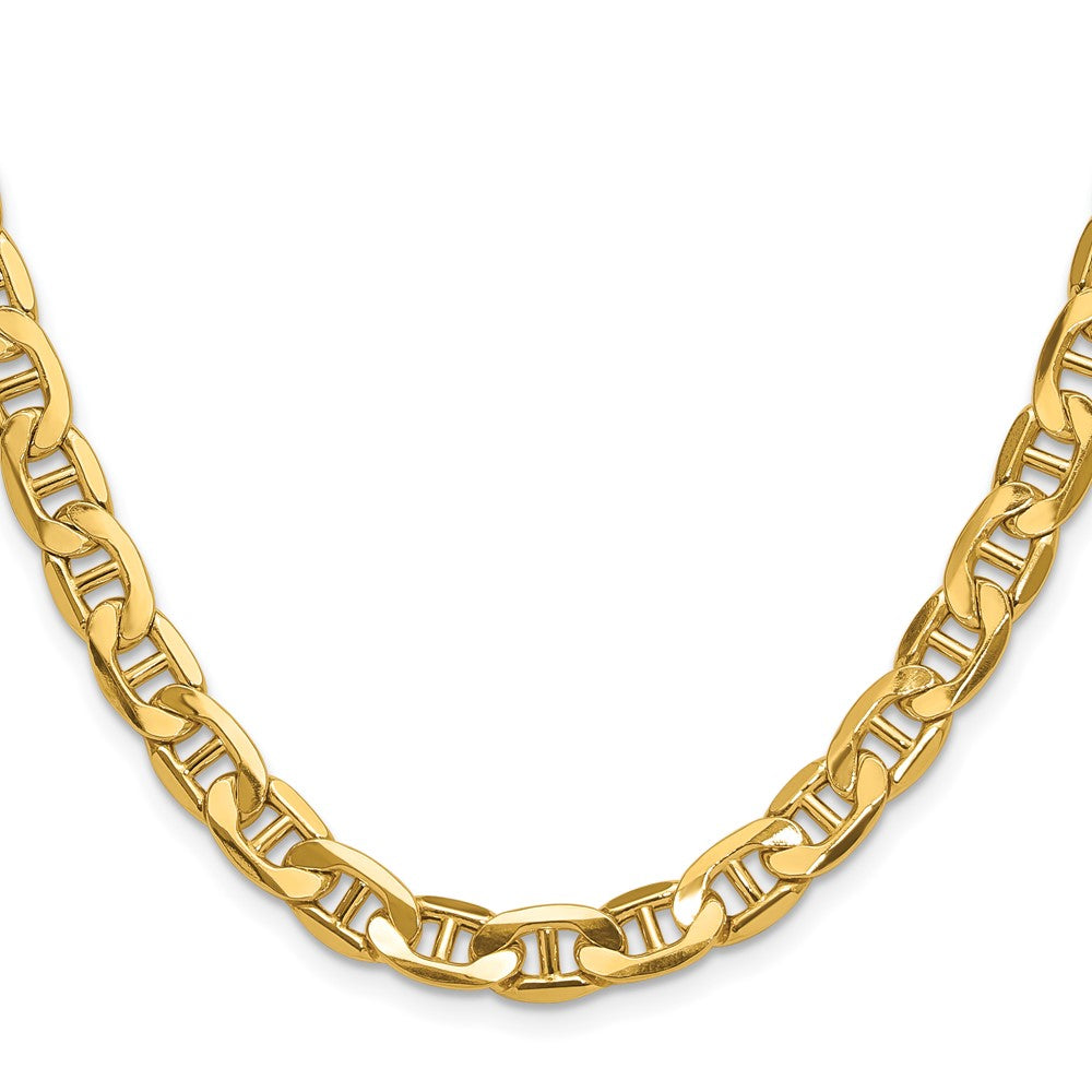 26 Inch 14K Yellow Gold 7.0mm Semi-Solid Anchor Chain Necklace