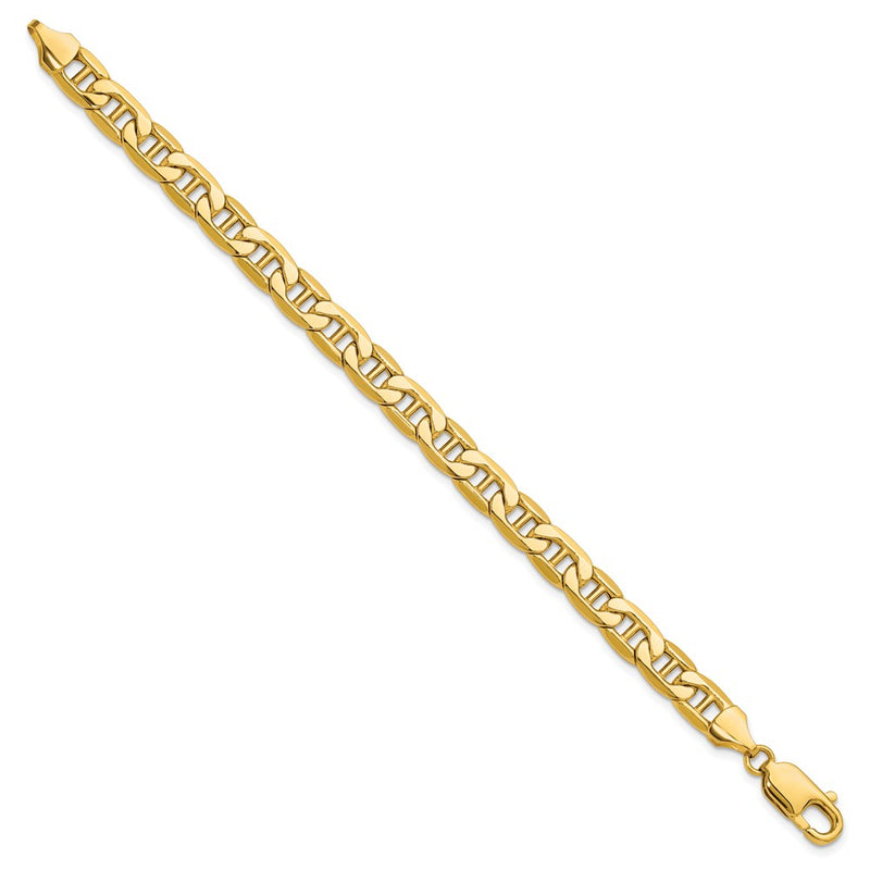 7 Inch 14K Yellow Gold 7.0mm Semi-Solid Anchor Chain Bracelet