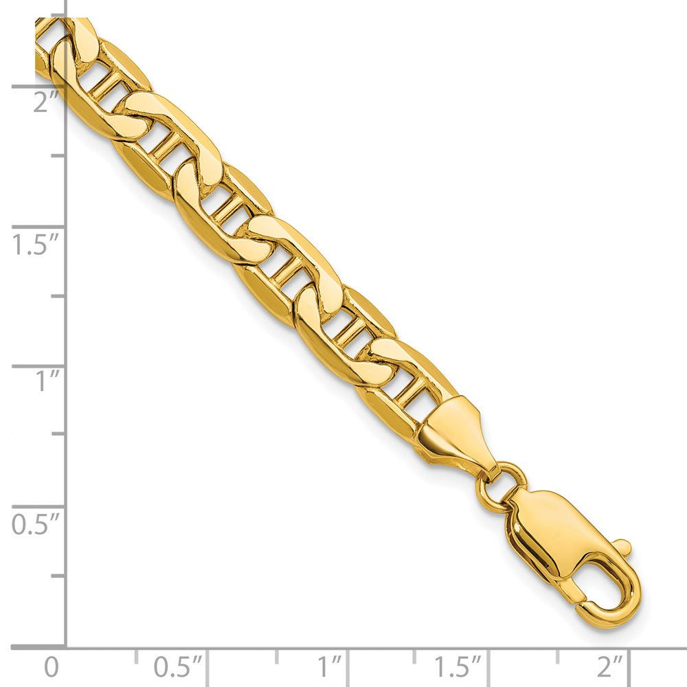 7 Inch 14K Yellow Gold 7.0mm Semi-Solid Anchor Chain Bracelet
