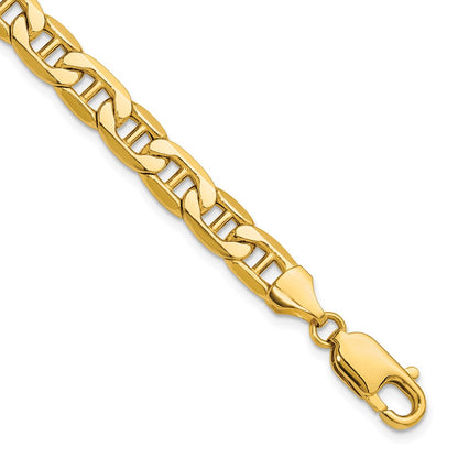 7 Inch 14K Yellow Gold 7.0mm Semi-Solid Anchor Chain Bracelet