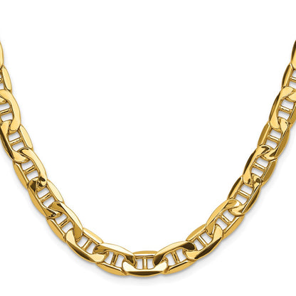 2 Inch 14K Yellow Gold 8.25mm Semi-Solid Anchor Chain Necklace
