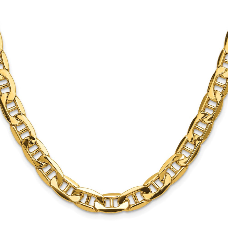 2 Inch 14K Yellow Gold 8.25mm Semi-Solid Anchor Chain Necklace