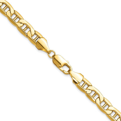 24 Inch 14K Yellow Gold 8.25mm Semi-Solid Anchor Chain Necklace