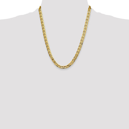 22 Inch 14K Yellow Gold 8.25mm Semi-Solid Anchor Chain Necklace