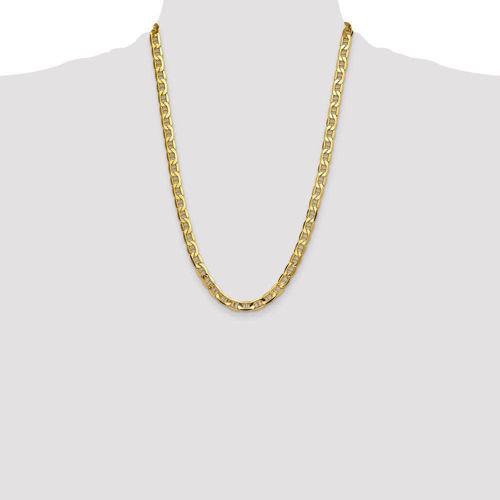 24 Inch 14K Yellow Gold 8.25mm Semi-Solid Anchor Chain Necklace