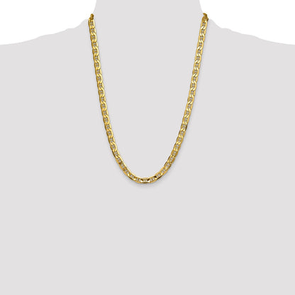 24 Inch 14K Yellow Gold 8.25mm Semi-Solid Anchor Chain Necklace