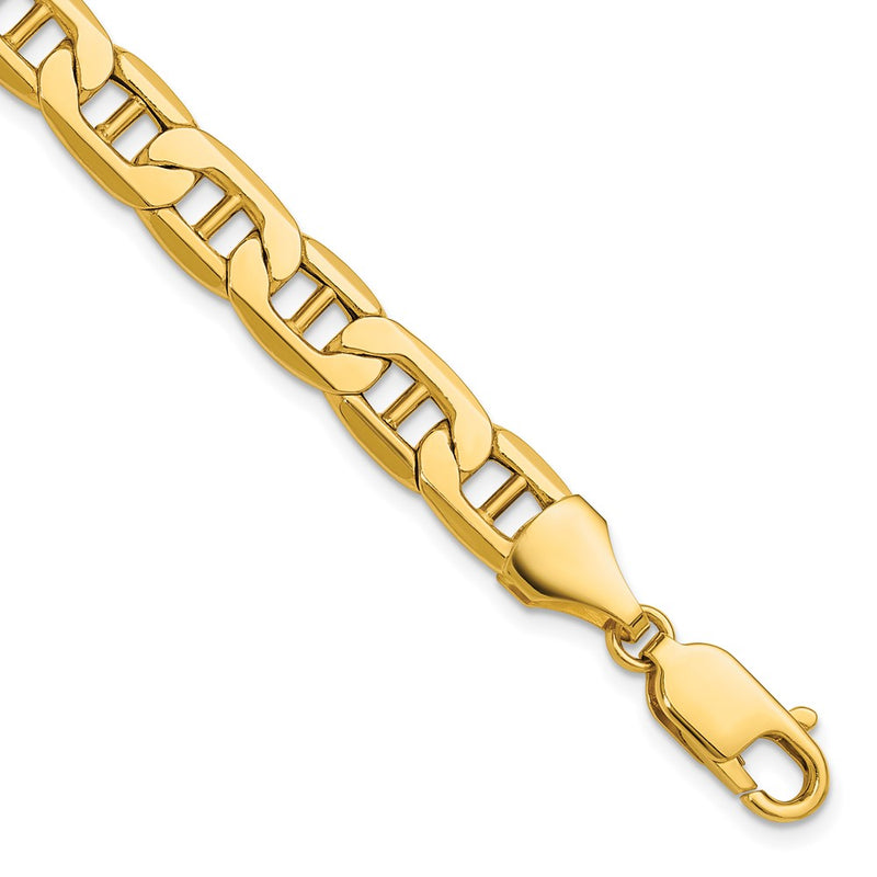 9 Inch 14K Yellow Gold 8.25mm Semi-Solid Anchor Chain Bracelet