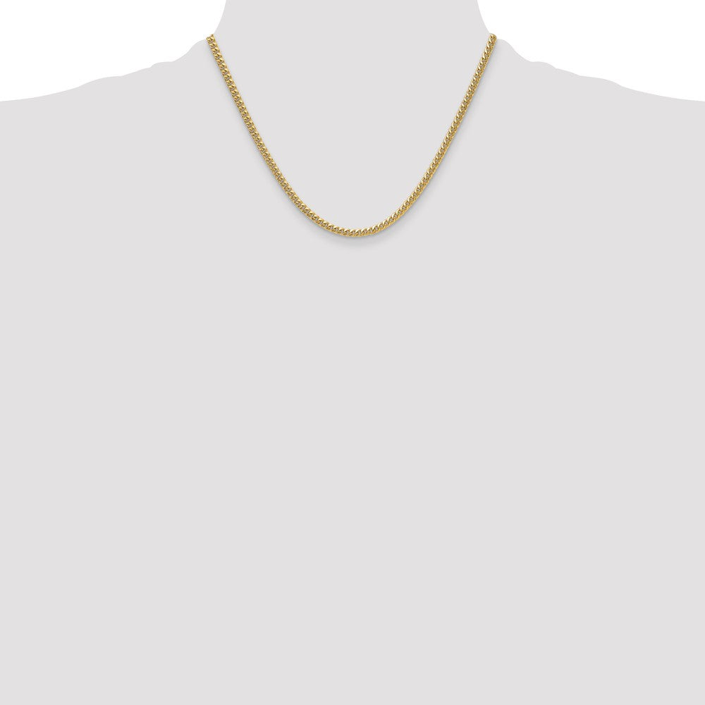 14K Yellow Gold 3.5mm Semi-Solid Miami Cuban Chain Necklace