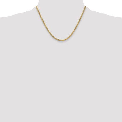 14K Yellow Gold 3.5mm Semi-Solid Miami Cuban Chain Necklace