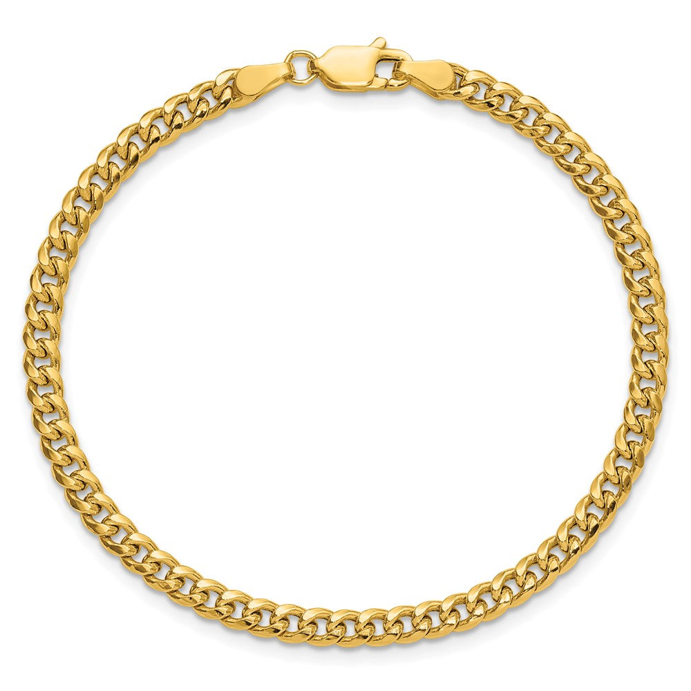 14K Yellow Gold 3.5mm Semi-Solid Miami Cuban Chain Bracelet