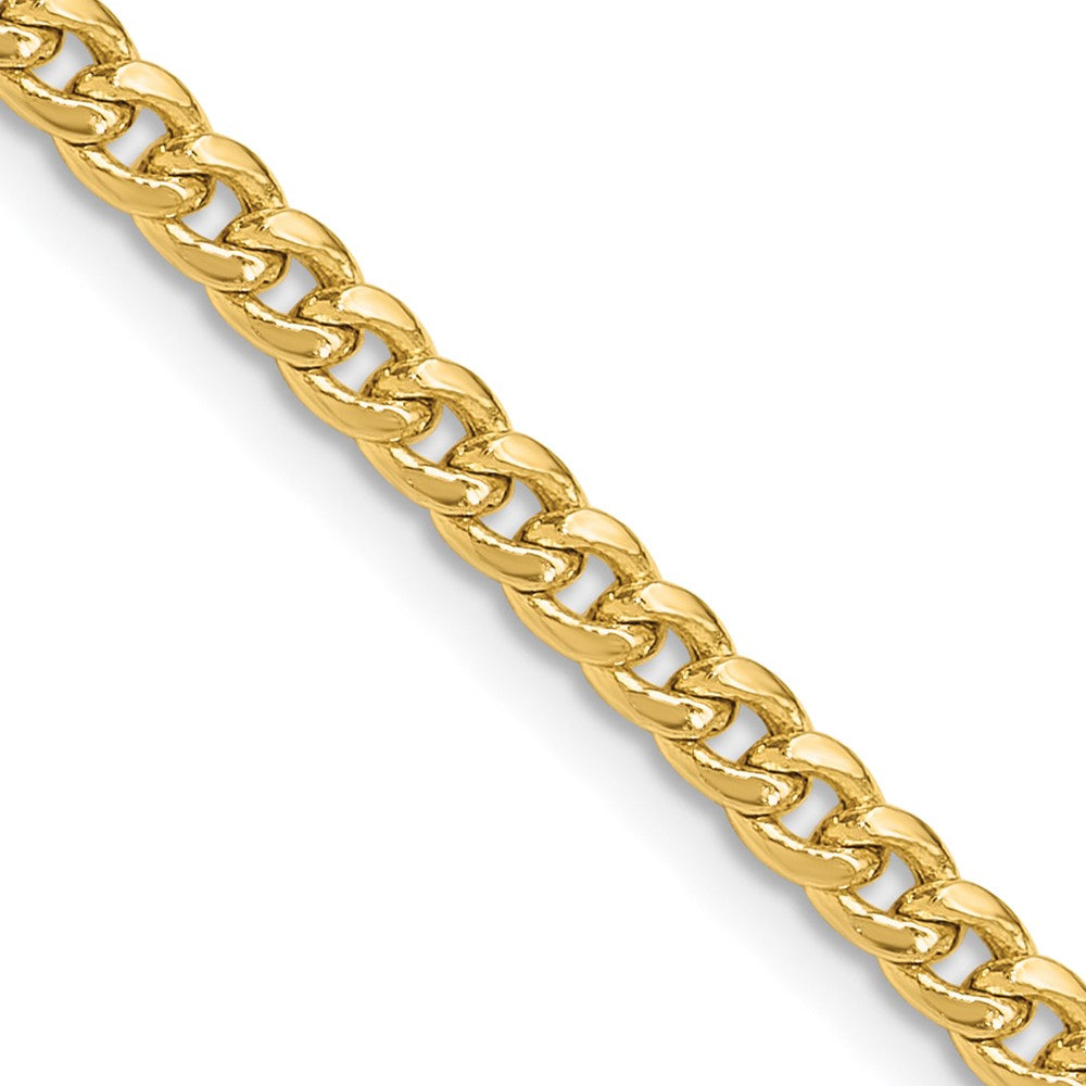 14K Yellow Gold 3.5mm Semi-Solid Miami Cuban Chain Necklace