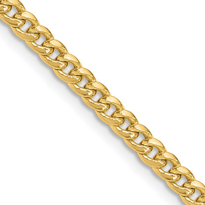 14K Yellow Gold 3.5mm Semi-Solid Miami Cuban Chain Necklace