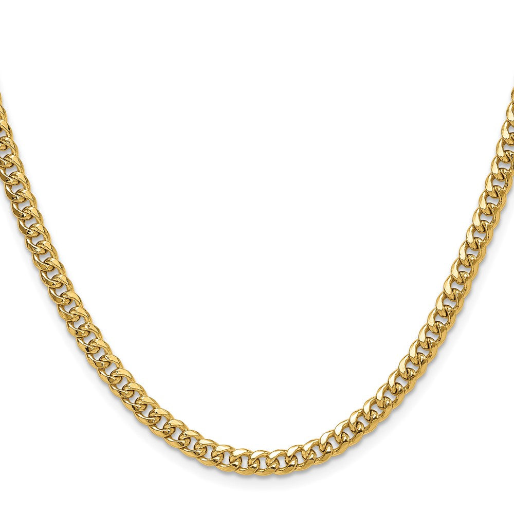 14K Yellow Gold 4.5mm Semi-Solid Miami Cuban Chain Necklace