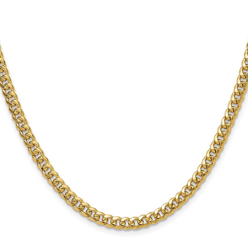 26 Inch 14K Yellow Gold 4.5mm Semi-Solid Miami Cuban Chain Necklace