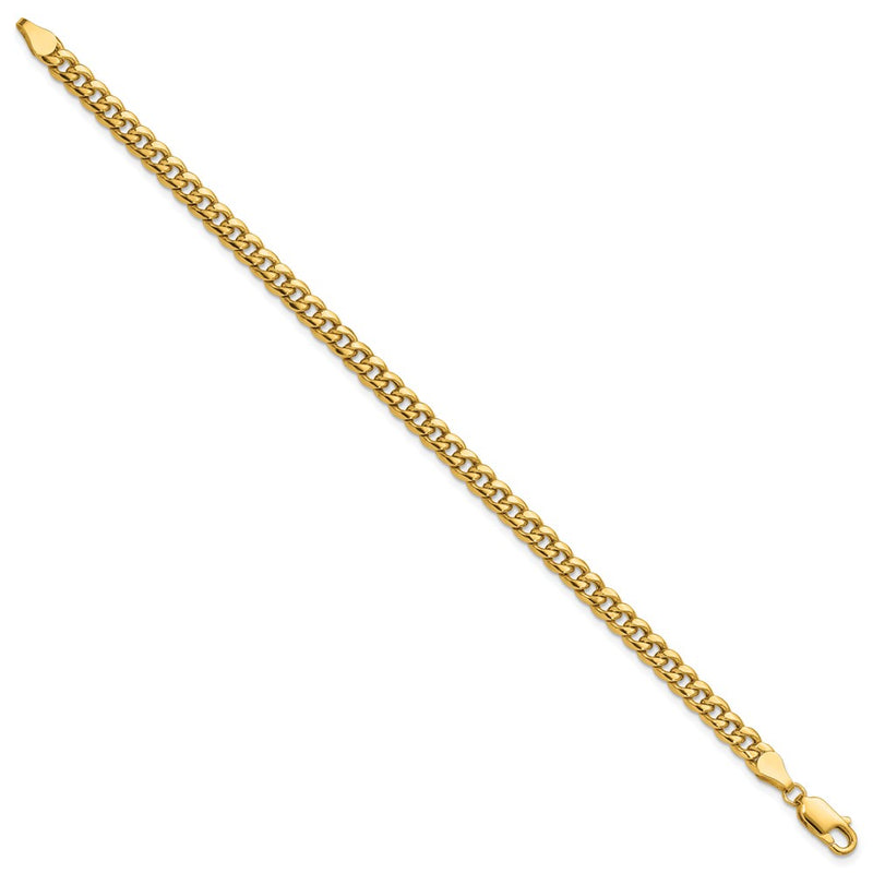 8 Inch 14K Yellow Gold 4.5mm Semi-Solid Miami Cuban Chain Bracelet
