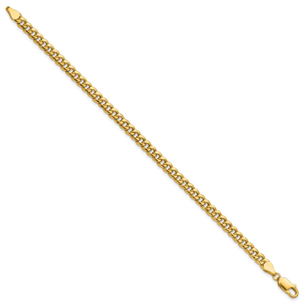 14K Yellow Gold 4.5mm Semi-Solid Miami Cuban Chain Bracelet