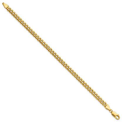 14K Yellow Gold 4.5mm Semi-Solid Miami Cuban Chain Bracelet
