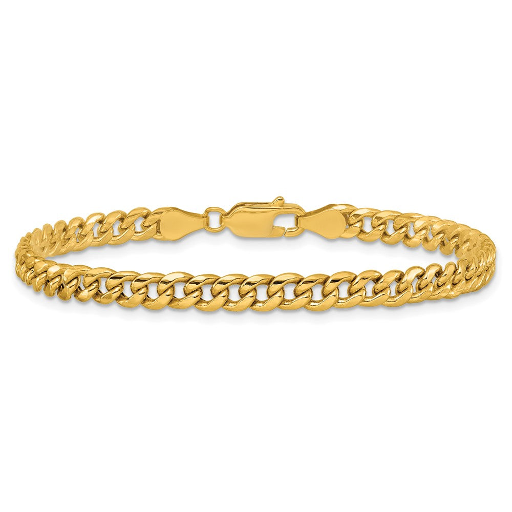 14K Yellow Gold 4.5mm Semi-Solid Miami Cuban Chain Bracelet
