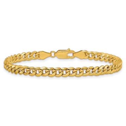 14K Yellow Gold 4.5mm Semi-Solid Miami Cuban Chain Bracelet