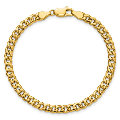 14K Yellow Gold 4.5mm Semi-Solid Miami Cuban Chain Bracelet