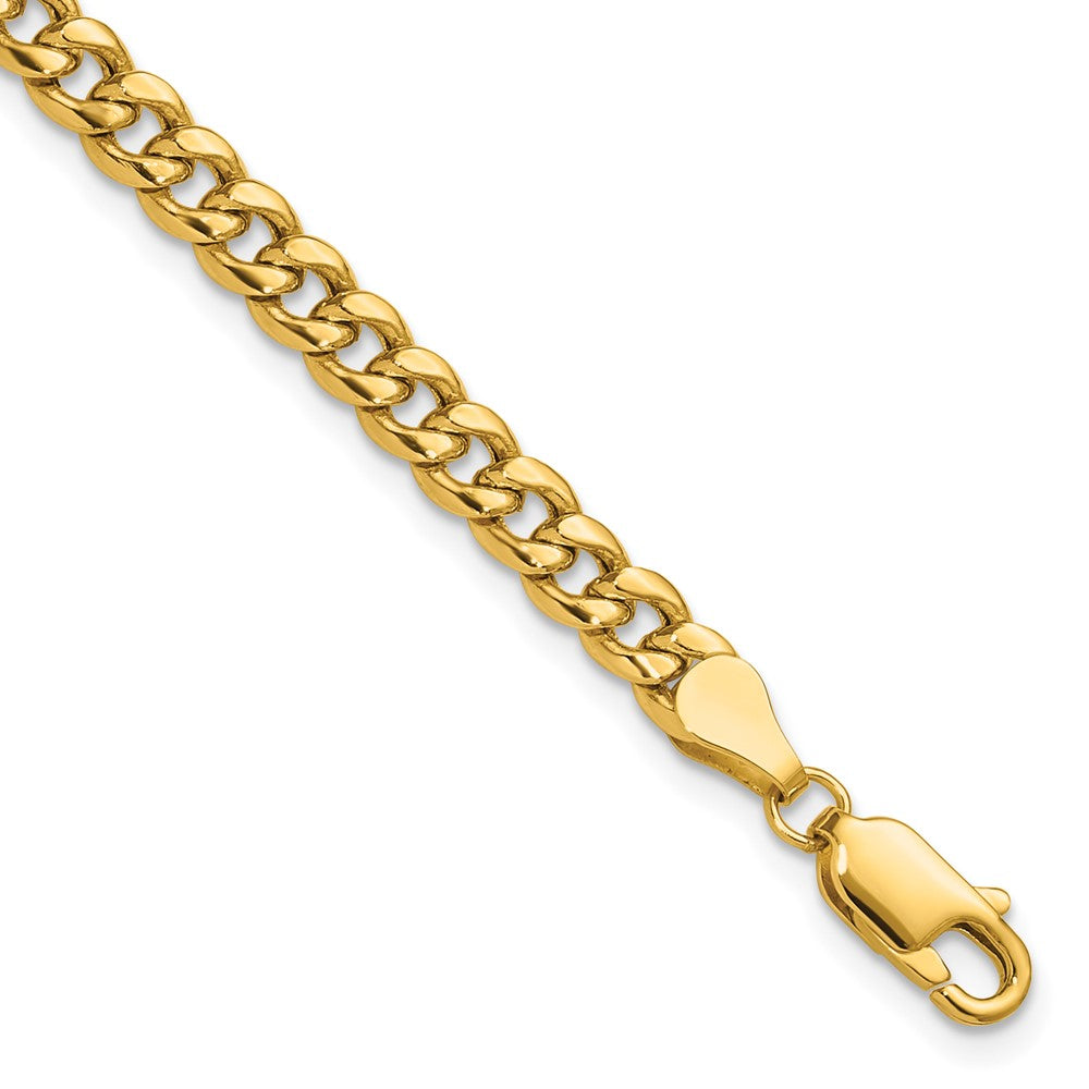 14K Yellow Gold 4.5mm Semi-Solid Miami Cuban Chain Bracelet