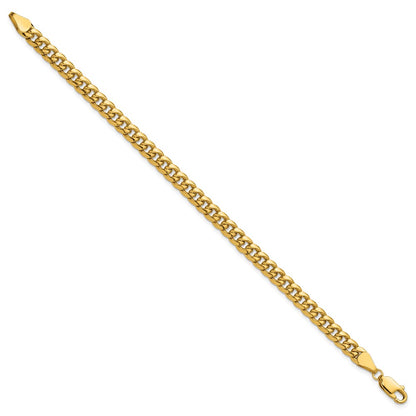 14K Yellow Gold 5.25mm Semi-Solid Miami Cuban Chain Bracelet