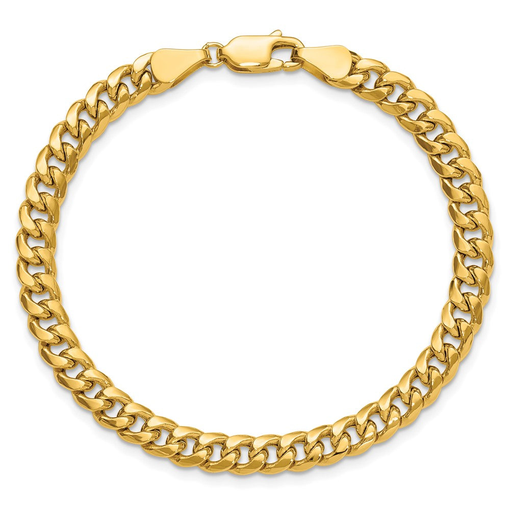 14K Yellow Gold 5.25mm Semi-Solid Miami Cuban Chain Bracelet