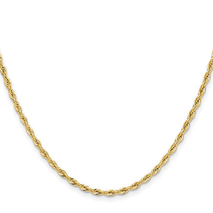28 Inch 14Ky 2.5mm Semi-Solid Rope Chain Necklace