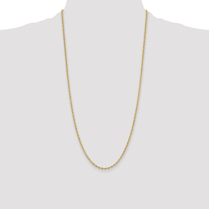 28 Inch 14Ky 2.5mm Semi-Solid Rope Chain Necklace