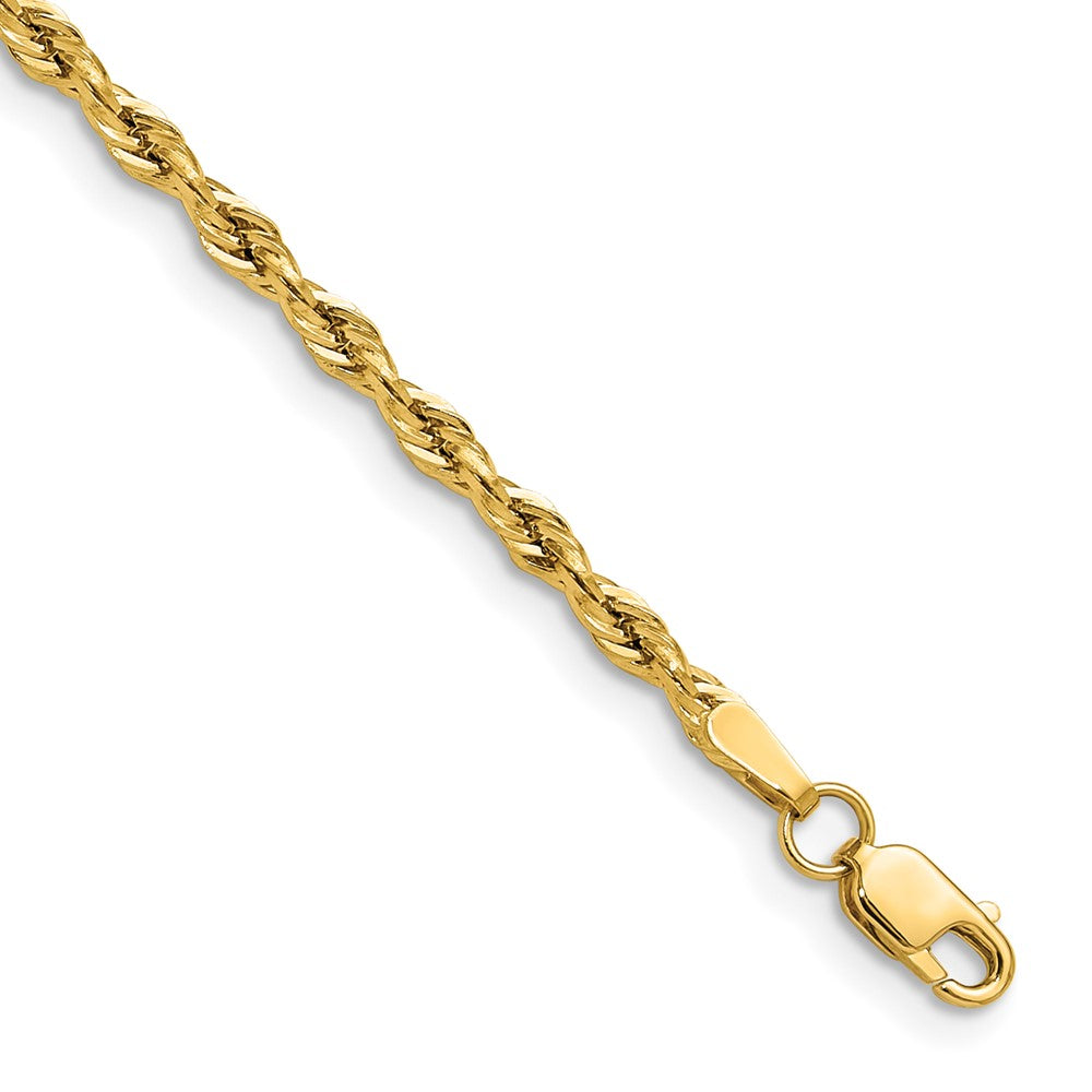 Yellow Gold 14Ky 2.5mm Semi-Solid Rope Chain Anklet