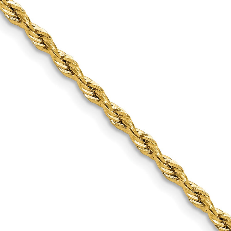 20 Inch 14Ky 2.5mm Semi-Solid Rope Chain Necklace