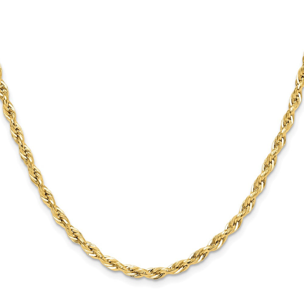 22 Inch 14Ky 3.5mm Semi-Solid Rope Chain Necklace