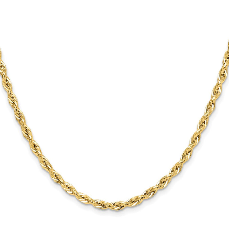 Yellow Gold 14Ky 3.5mm Semi-Solid Rope Chain Necklace
