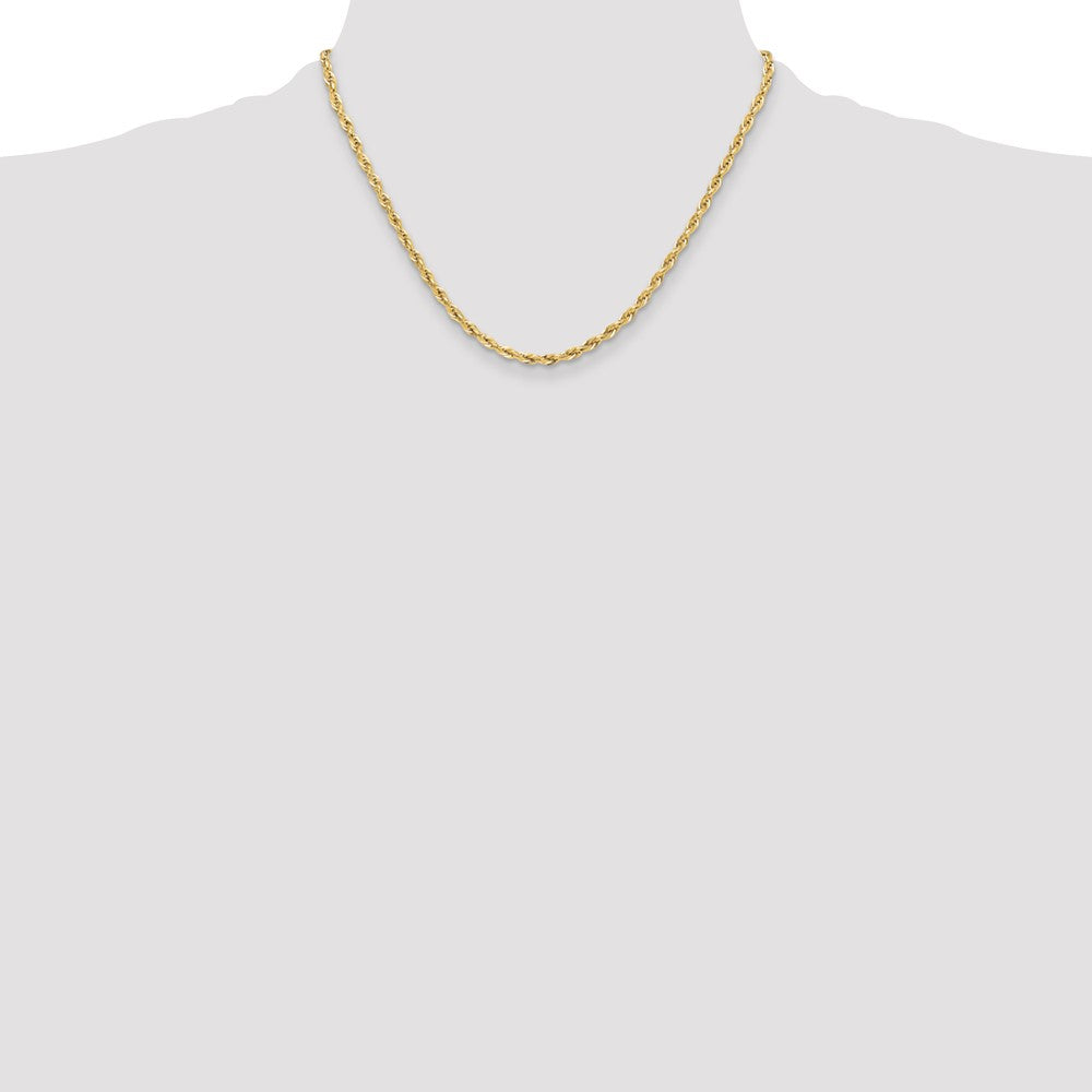 Yellow Gold 14Ky 3.5mm Semi-Solid Rope Chain Necklace