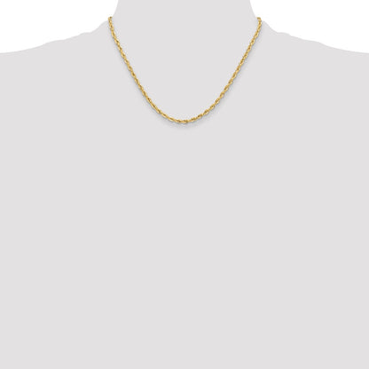 Yellow Gold 14Ky 3.5mm Semi-Solid Rope Chain Necklace