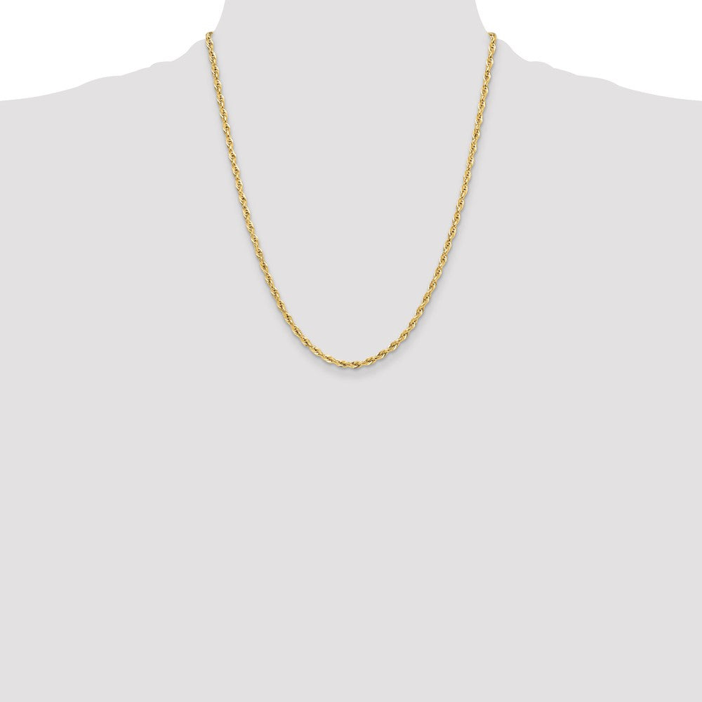 22 Inch 14Ky 3.5mm Semi-Solid Rope Chain Necklace