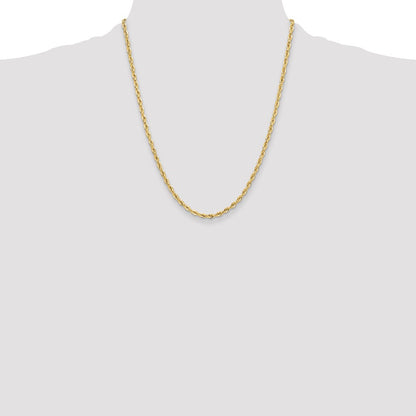 22 Inch 14Ky 3.5mm Semi-Solid Rope Chain Necklace