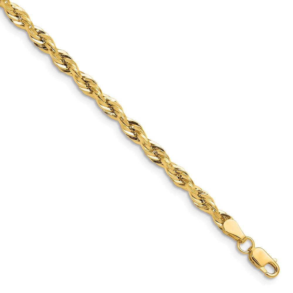 14k Yellow Gold 14ky 3.5mm Semi-Solid Rope Chain Bracelet