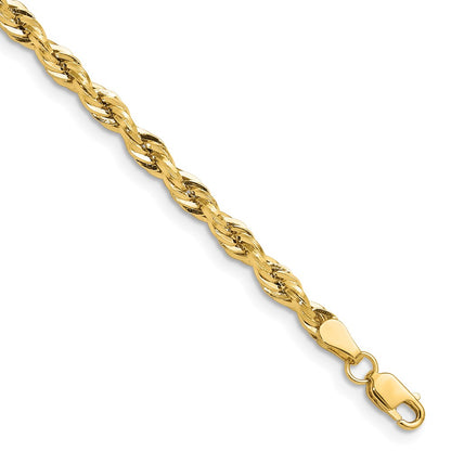 22 Inch 14Ky 3.5mm Semi-Solid Rope Chain Necklace