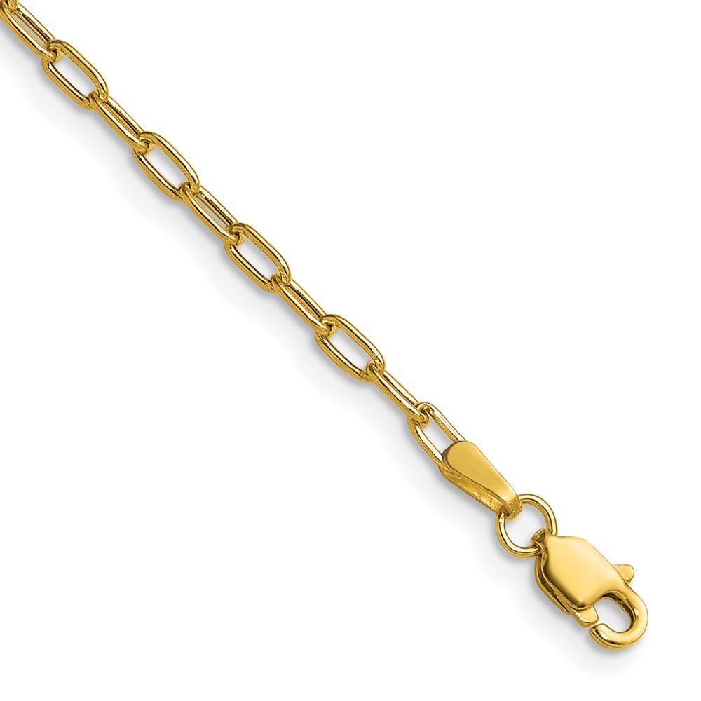 14k Yellow Gold 2.2mm Semi-Solid Beveled Paperclip Chain Anklet