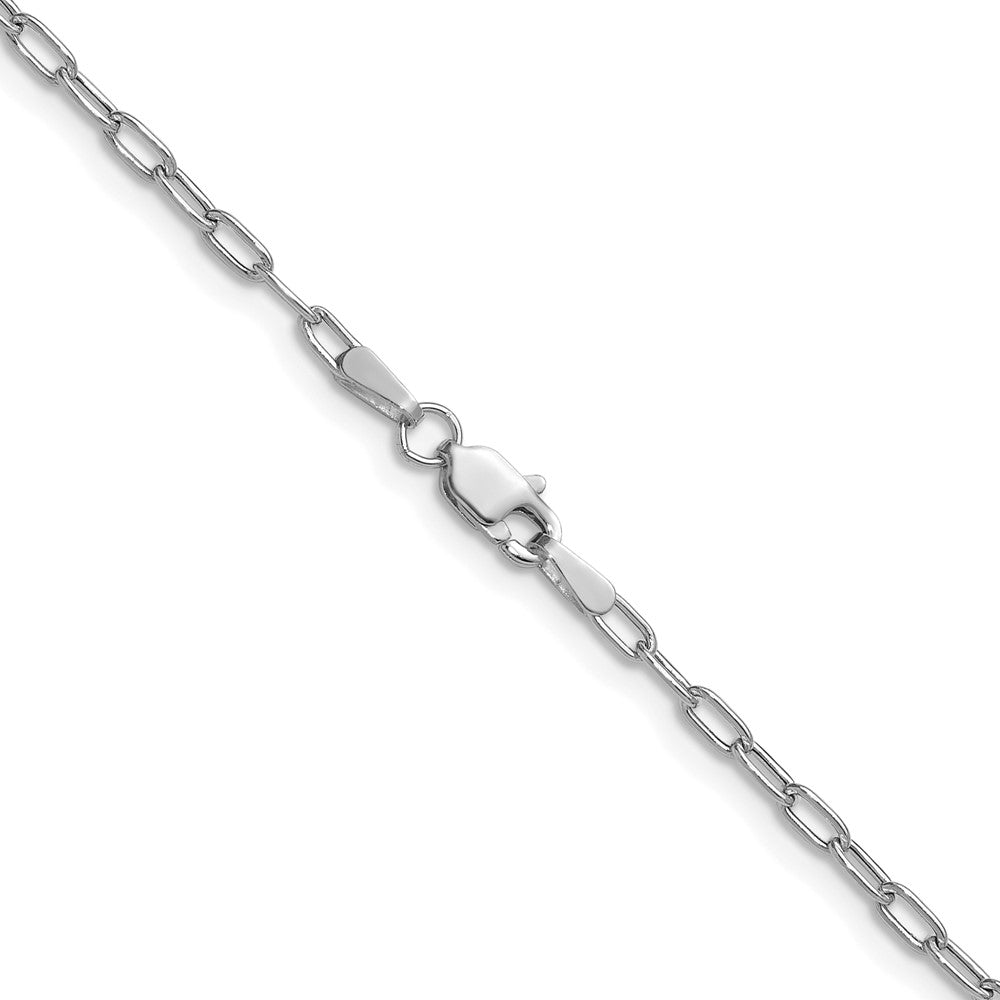 14k White Gold 2.2mm Semi-Solid Beveled Paperclip Chain Bracelet