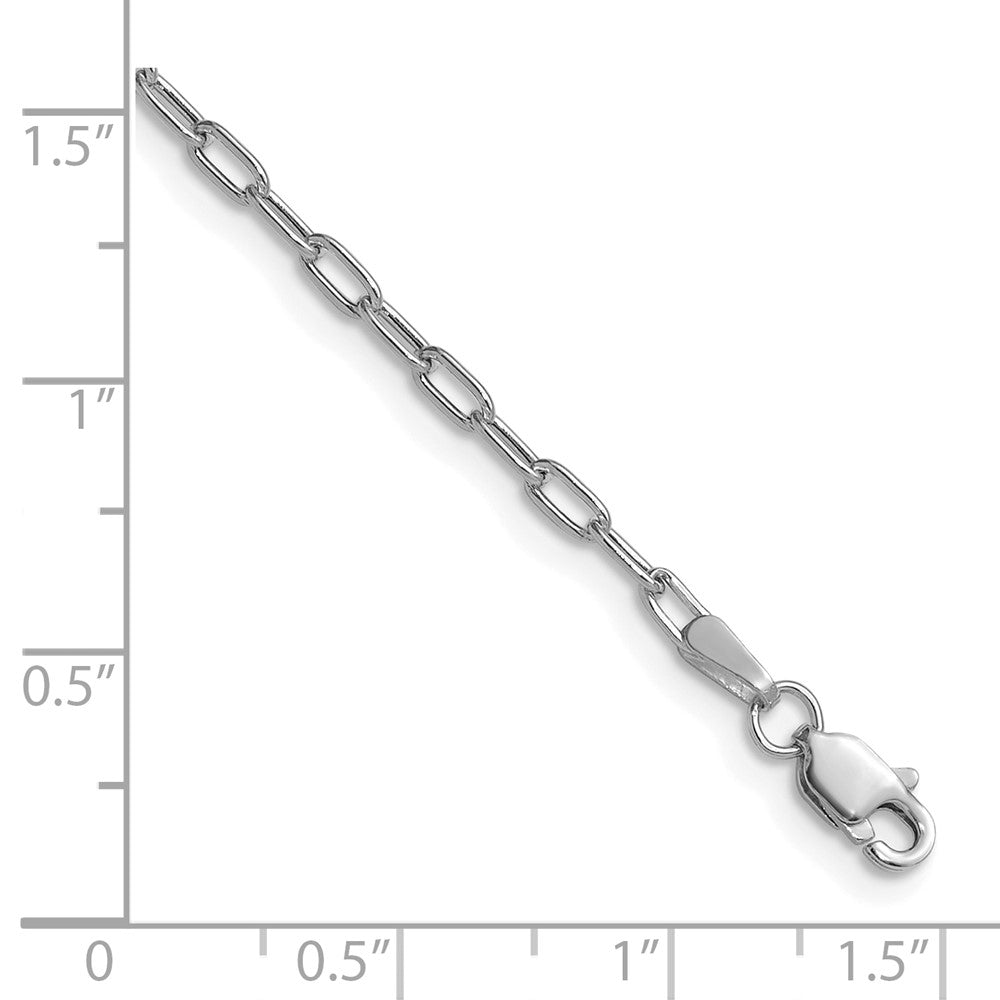 14k White Gold 2.2mm Semi-Solid Beveled Paperclip Chain Bracelet