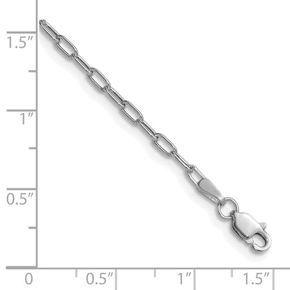 14k White Gold 2.2mm Semi-Solid Beveled Paperclip Chain Bracelet
